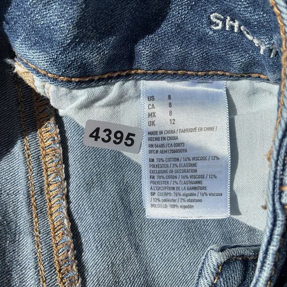 American Eagle Outfitters Women Shorts Size 8 Blue Denim Cutoff Super Stretch - Picture 3 of 10